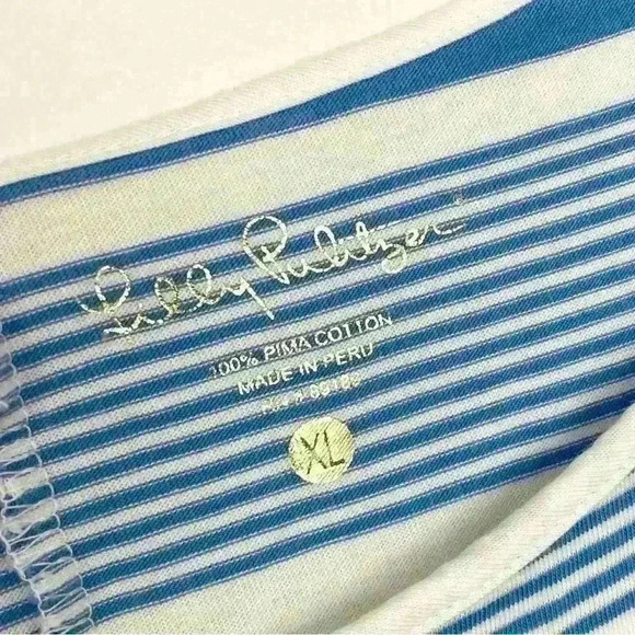 Lilly Pulitzer Marlowe Dress Bay Blue Coconut Stripe Pima Cotton Size XL - Picture 3 of 5